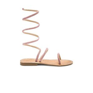 Free People womens‎ pink suede ankle wrap flat Havana Gladiator Sandal size 38